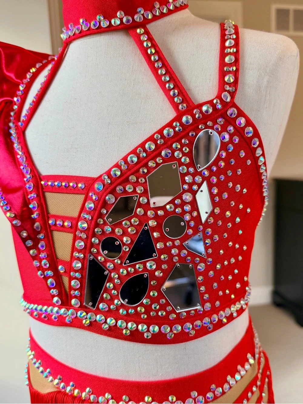 Red Custom Dance Costume!! Stunning and so sparkly!!
